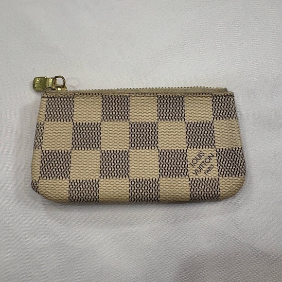LOUIS VUITTON Key Pouch Key Cles Wallet Damier Azur Key  LOUIS VUITTON Key Pouch Key Cles Wallet Damier Azur Key Chain Coin Pouch